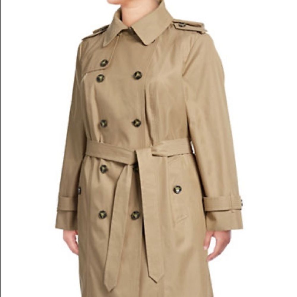 London Fog Plus Double Breasted Trench Coat-BEIGE-1X